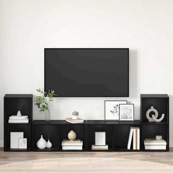 vidaXL Σετ επίπλου τηλεόρασης 4 pcs Μαύρη δρυς 37 x 35 x 72 εκ.