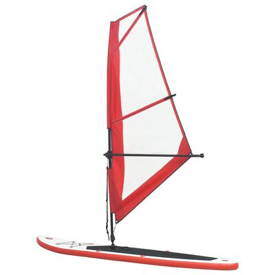 vidaXL Σανίδα SUP Φουσκωτή Σετ Κόκκινο / Λευκό με Πανί