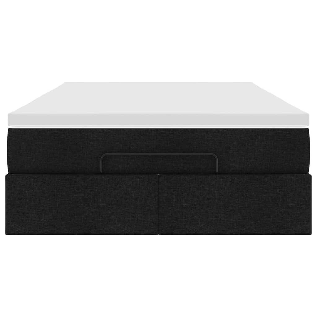 vidaXL Οθωμανικό κρεβάτι με στρώμα Μαύρο 120x200cm Ύφασμα