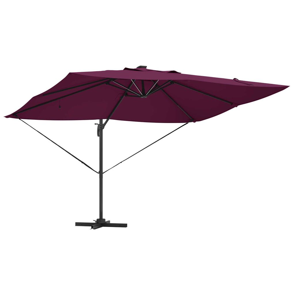 vidaXL Cantilever Roma Parasol με LEDs Μπορντώ 352x251x265 εκ. Αλουμίνιο