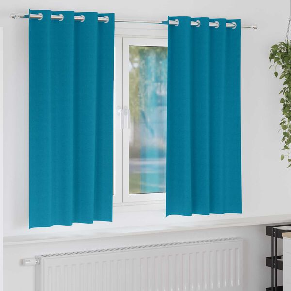 vidaXL Κουρτίνες με κουρτίνες 2 pcs Τιρκουάζ 175 x 140 εκ. Πολυεστέρας