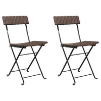 vidaXL Καρέκλες Bistro Πτυσσόμενες 2τεμ. Καφέ Συνθετικό Ρατάν & Ατσάλι