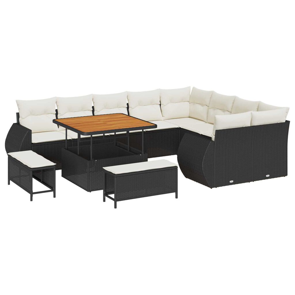 vidaXL Σετ Καναπέ Κήπου 12 pcs Μαύρο και κρεμ 100 x 100 x 71 cm