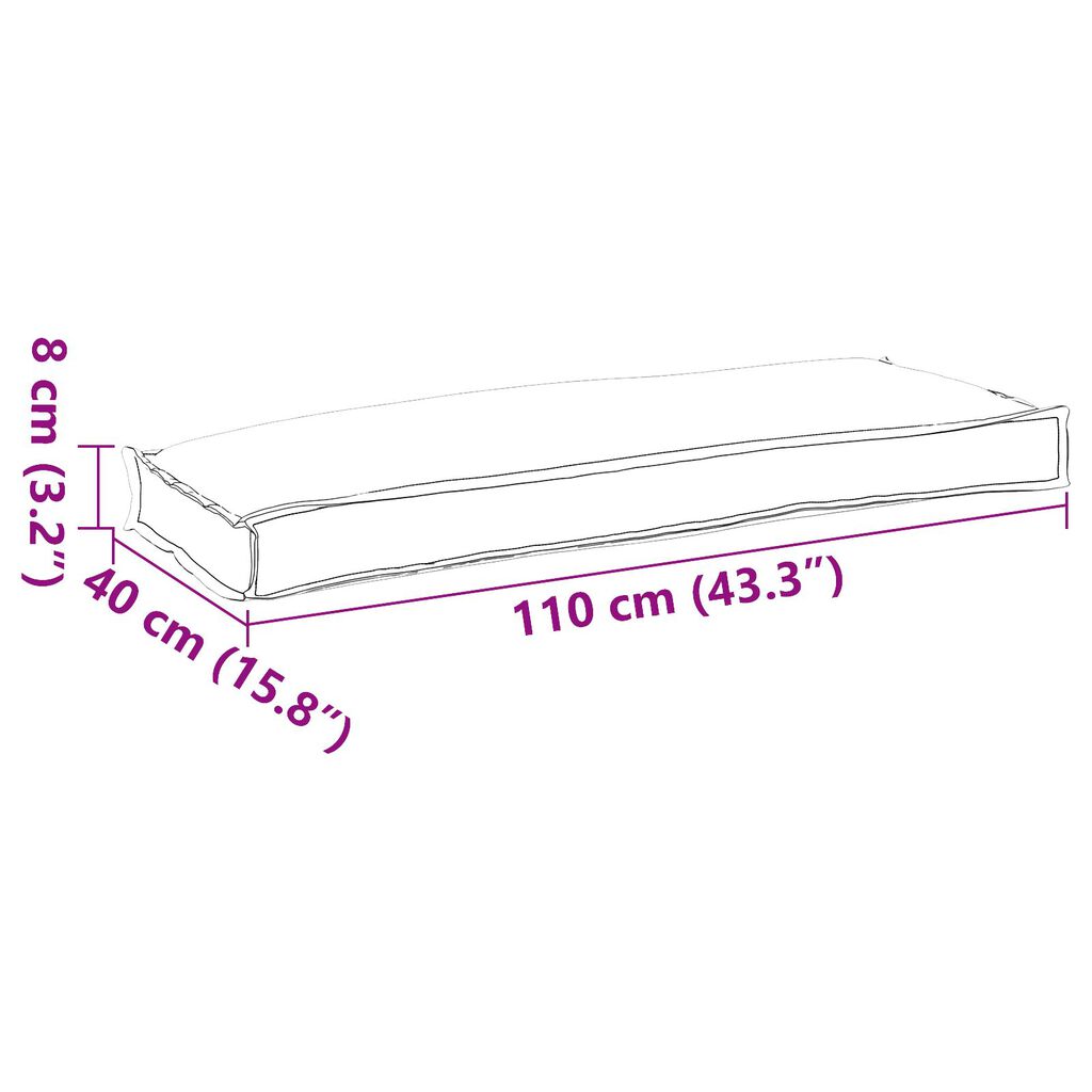 vidaXL Μαξιλάρι Παλέτας για Πάγκο Μαύρο 110x40x8 cm Oxford Fabric