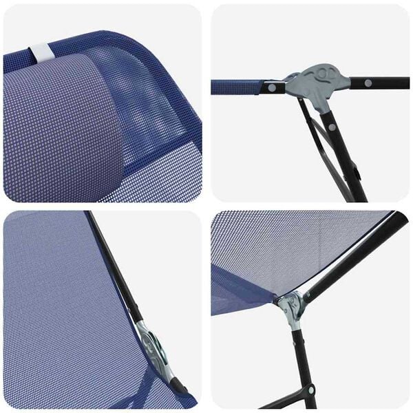 vidaXL Πτυσσόμενη ξαπλώστρα Ναυτικό μπλε 182 x 55 x 85.5 εκ. Textilene