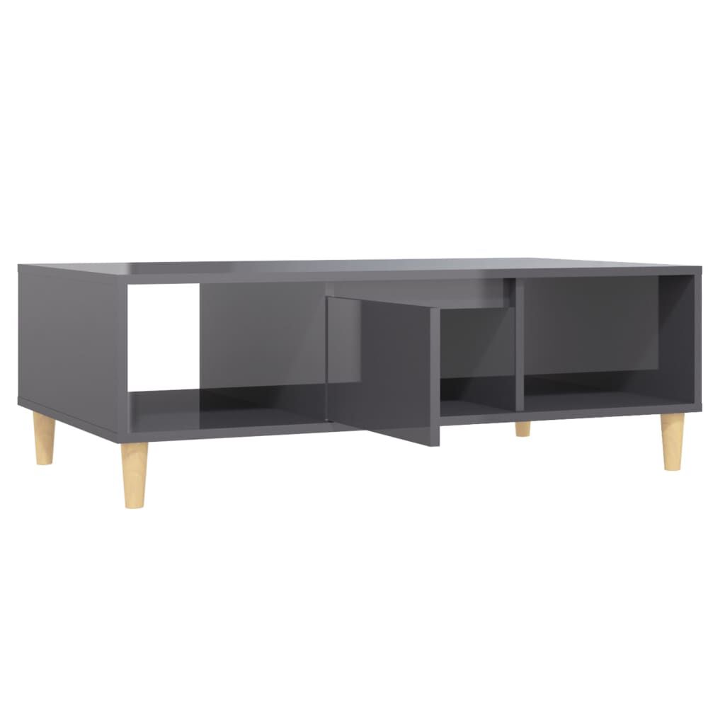 vidaXL Τραπεζάκι Σαλονιού Γυαλιστερό Γκρι 103,5x60x35 εκ. Επεξ. Ξύλο