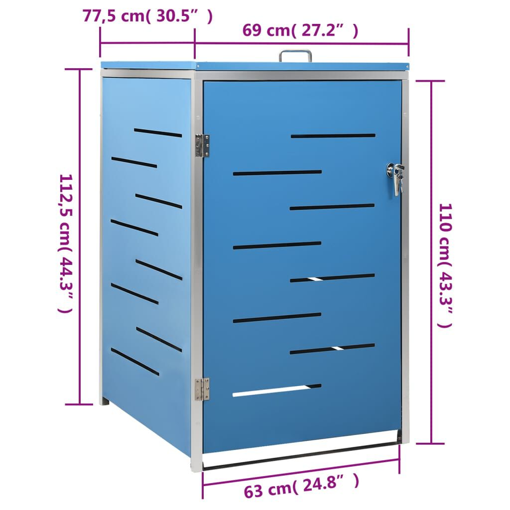 vidaXL Πλαίσιο για Κάδο Απορρ. με Ρόδες 69x77,5x112,5 εκ Αν. Ατσάλι