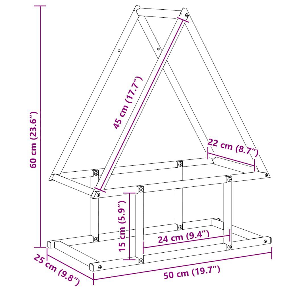 vidaXL Ράφι για καυσόξυλα 50x25x60 εκ. Ατσάλι ψυχρής έλασης