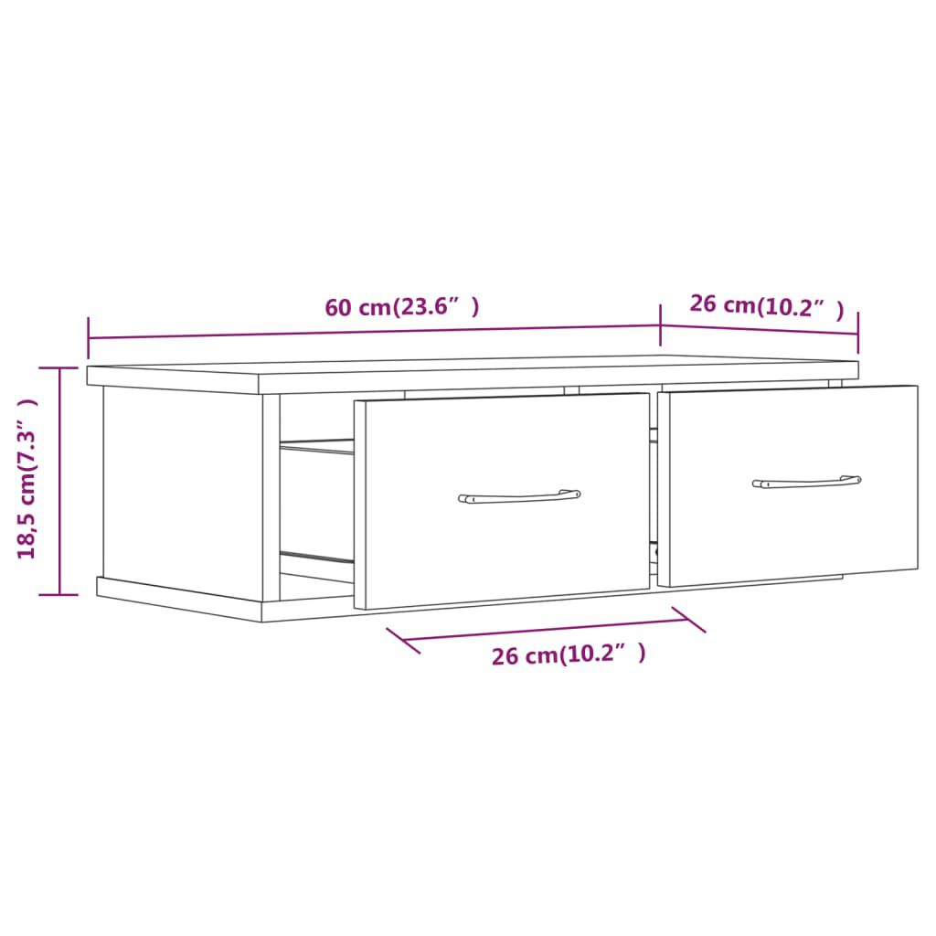 vidaXL Ντουλάπι Τοίχου Καφέ Δρυς 60x26x18,5 εκ. Επεξεργασμένο Ξύλο