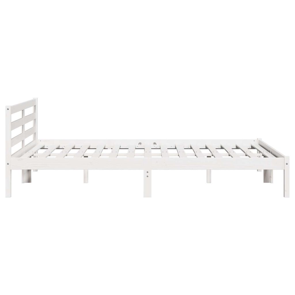 vidaXL Κρεβάτι με κεφαλάρι Λευκό 220 x 180 εκ Μασίφ ξύλο πεύκου