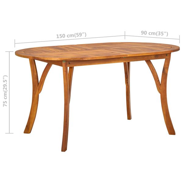 vidaXL Τραπέζι Κήπου 150 x 90 x 75 εκ. Μασίφ Ξύλο Ακακίας