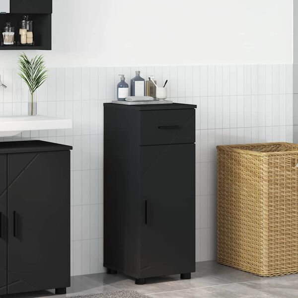 vidaXL Ντουλάπι Μπάνιου Μαύρο 30 x 35 x 80 εκ Επεξεργασμένο ξύλο