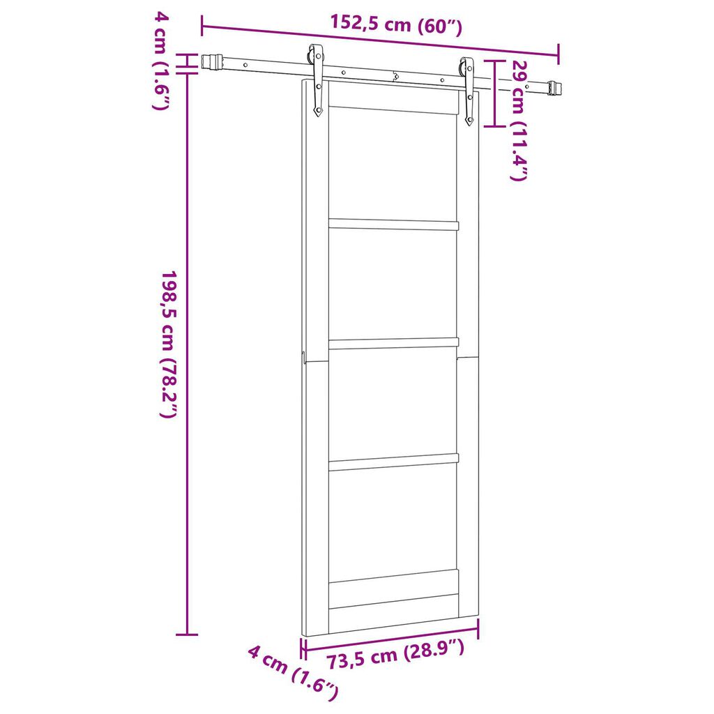 vidaXL Συρόμενη Πόρτα ORKDAL Καφέ 73.5 x 198.5 εκ. Ξύλο και μέταλλο