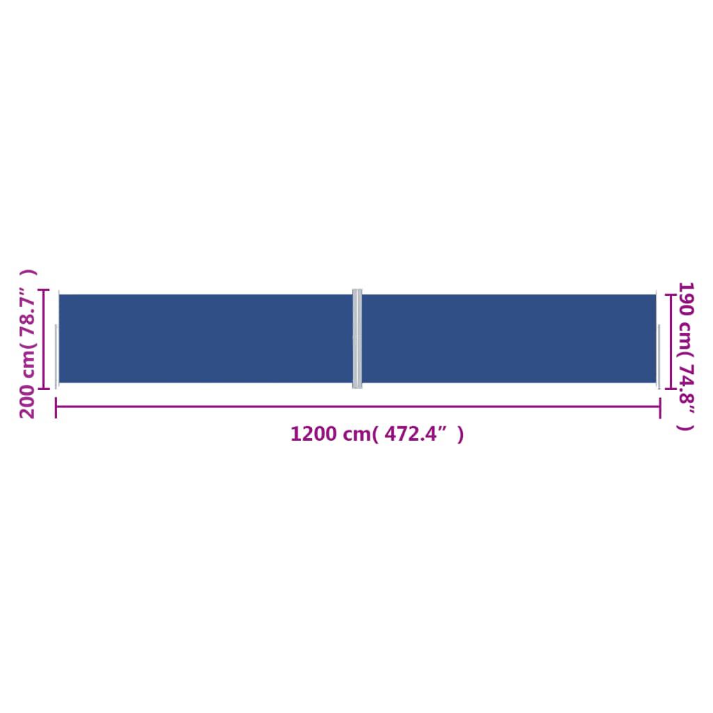 vidaXL Σκίαστρο Πλαϊνό Συρόμενο Μπλε 200 x 1200 εκ.