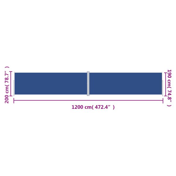 vidaXL Σκίαστρο Πλαϊνό Συρόμενο Μπλε 200 x 1200 εκ.