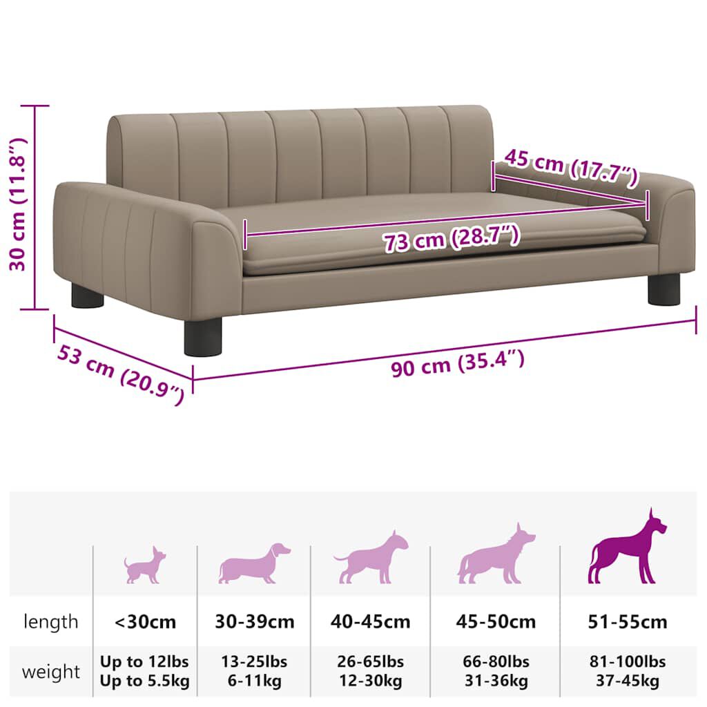 vidaXL Κρεβάτι Σκύλου Καπουτσίνο 90 x 53 x 30 εκ. Βελούδινο