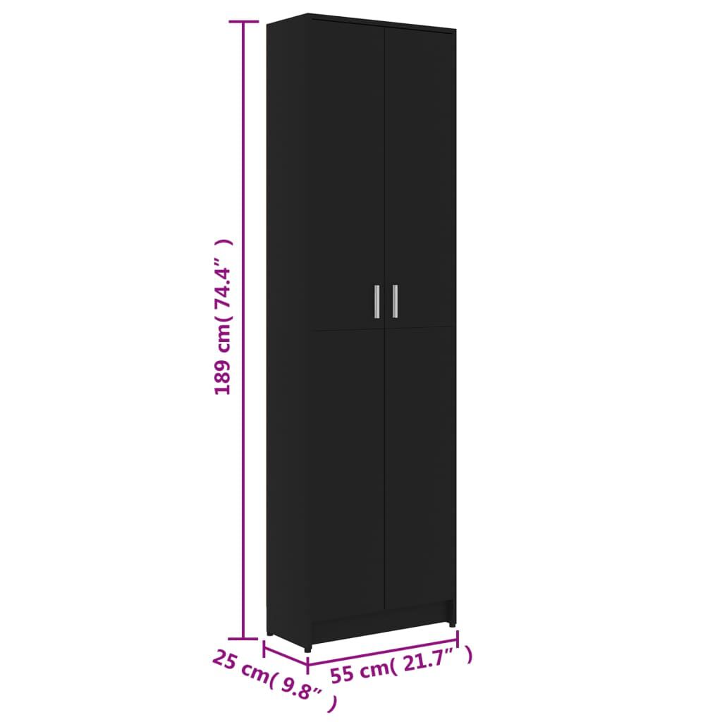 vidaXL Ντουλάπα Διαδρόμου Μαύρη 55 x 25 x 189 εκ. από Επεξ. Ξύλο