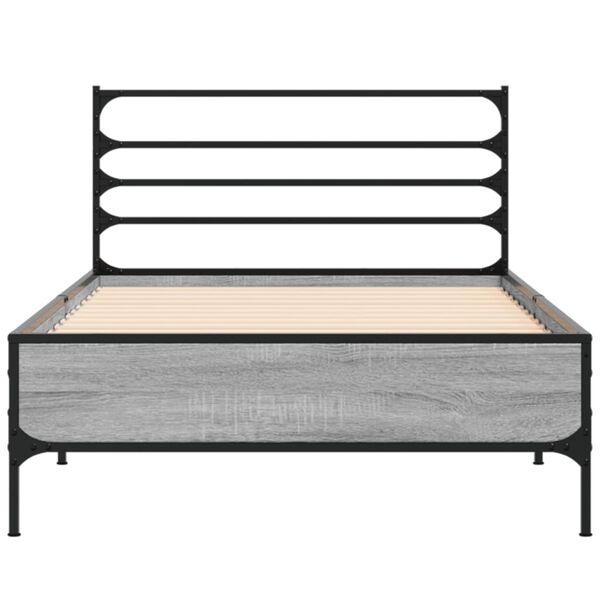 vidaXL Πλαίσιο Κρεβατιού Γκρι Sonoma 75x190 εκ. Επεξ. Ξύλο & Μέταλλο