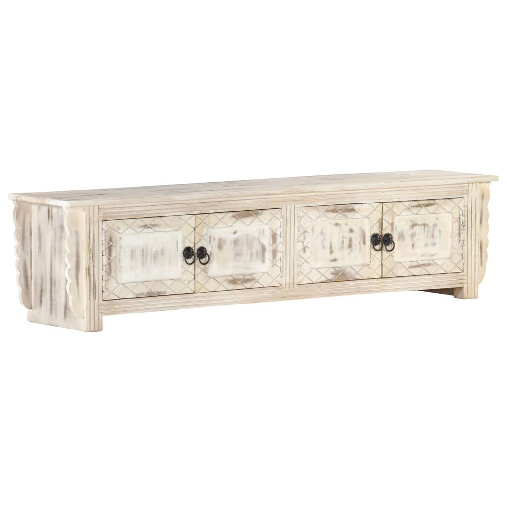 vidaXL Έπιπλο Τηλεόρασης Λευκό 140 x 30 x 35 εκ. από Μασίφ Ξύλο Μάνγκο