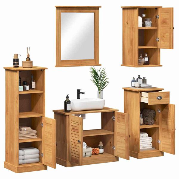 vidaXL Σετ Επίπλων Μπάνιου VIGO 5 pcs καφέ μελί 37 x 34 x 110 εκ