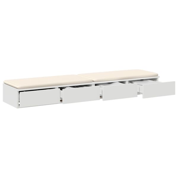 vidaXL Λευκά Συρτάρια Κρεβατιού 135x36,5x16,5 εκ από Ξύλο