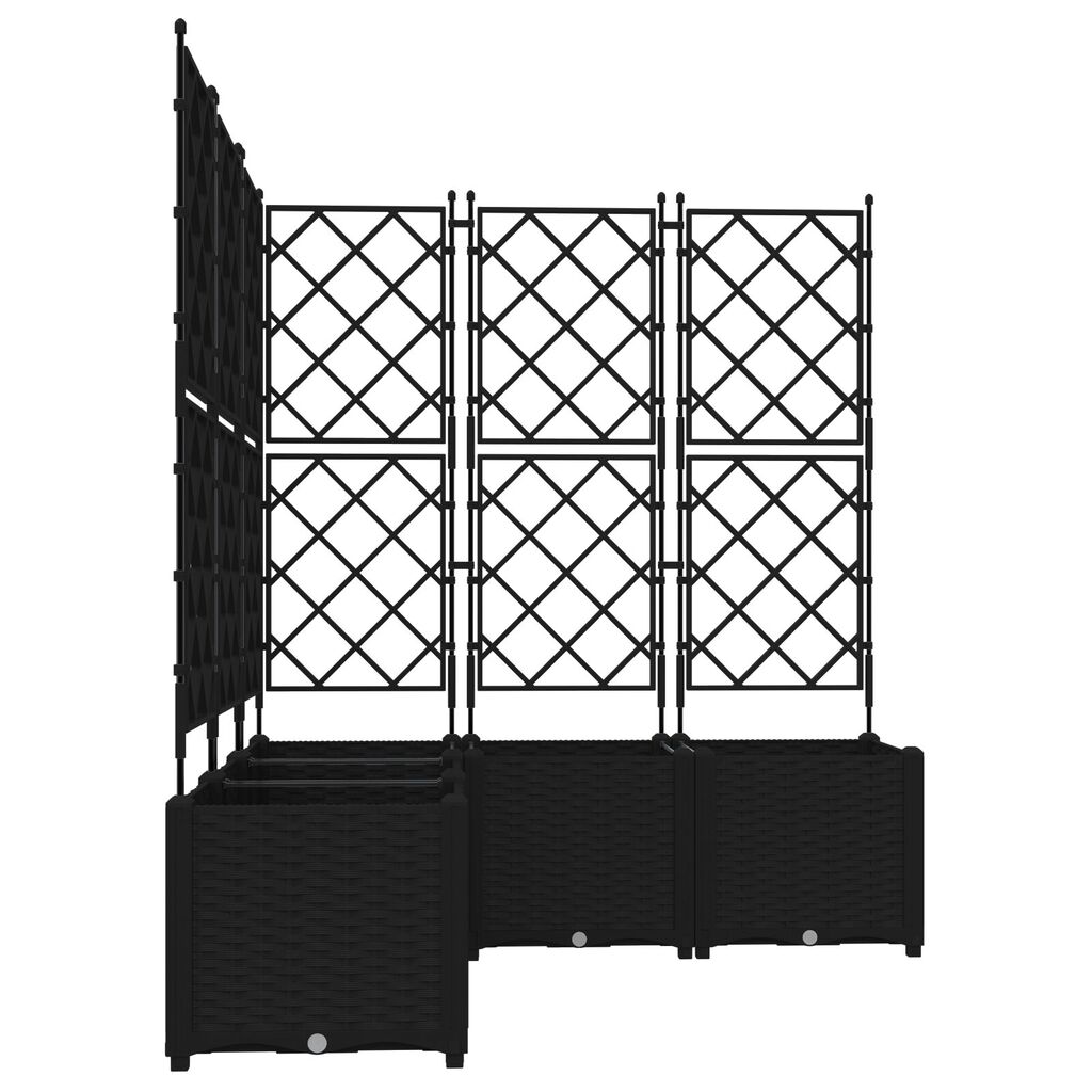 vidaXL Γλάστρα Κήπου με Τρέλλις 5 τεμ Μαύρη 120x120x143 εκ