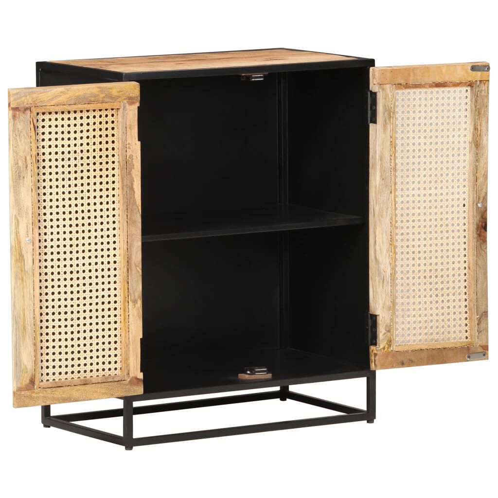 vidaXL Ντουλάπι 60x35x75 εκ. Ακατέργ. Ξύλο Μάνγκο/Φυσικό Ζαχαροκάλαμο