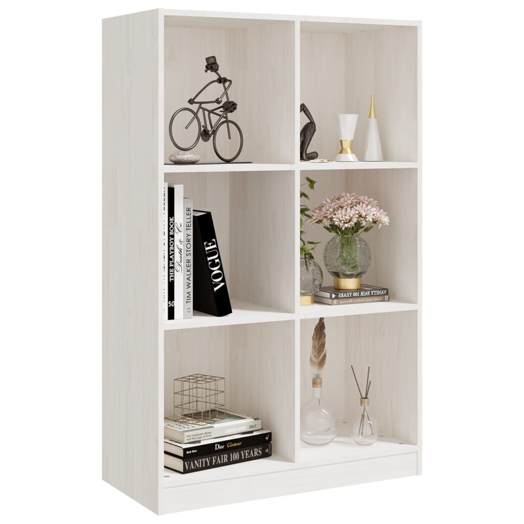vidaXL Βιβλιοθήκη Λευκή 70 x 33 x 110 εκ. από Μασίφ Ξύλο Πεύκου