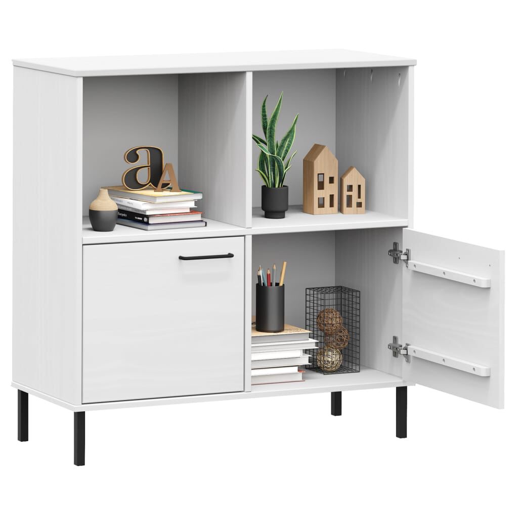 vidaXL Βιβλιοθήκη OSLO Λευκή 90x35x90,5 εκ. Μασίφ Ξύλο με Μετ. Πόδια