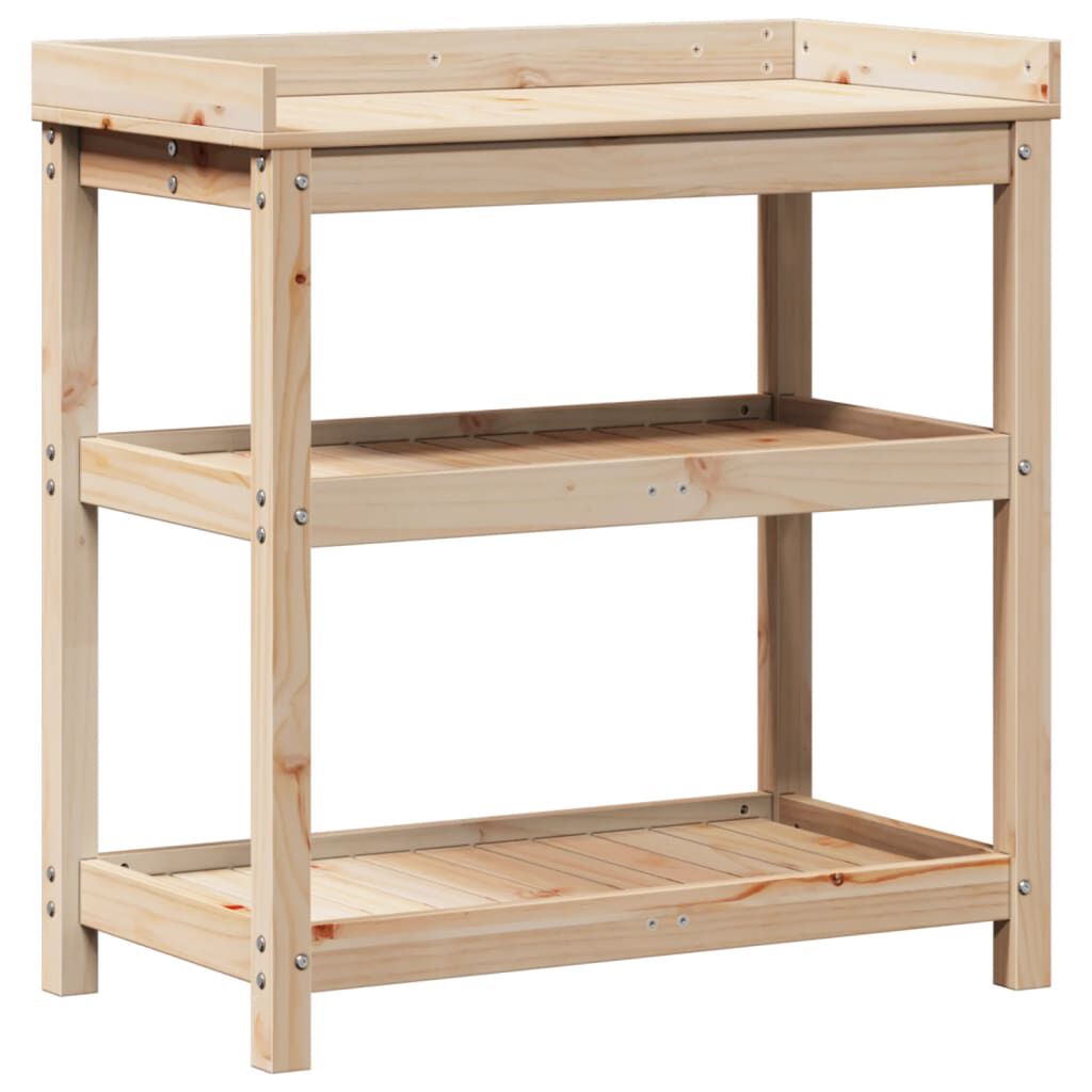 vidaXL Τραπέζι Κηπουρικής με Ράφια 82,5x45x86,5 εκ. Μασίφ Ξύλο Πεύκου