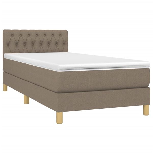 vidaXL Κρεβάτι Boxspring με Στρώμα Taupe 90x200 εκ. Υφασμάτινο