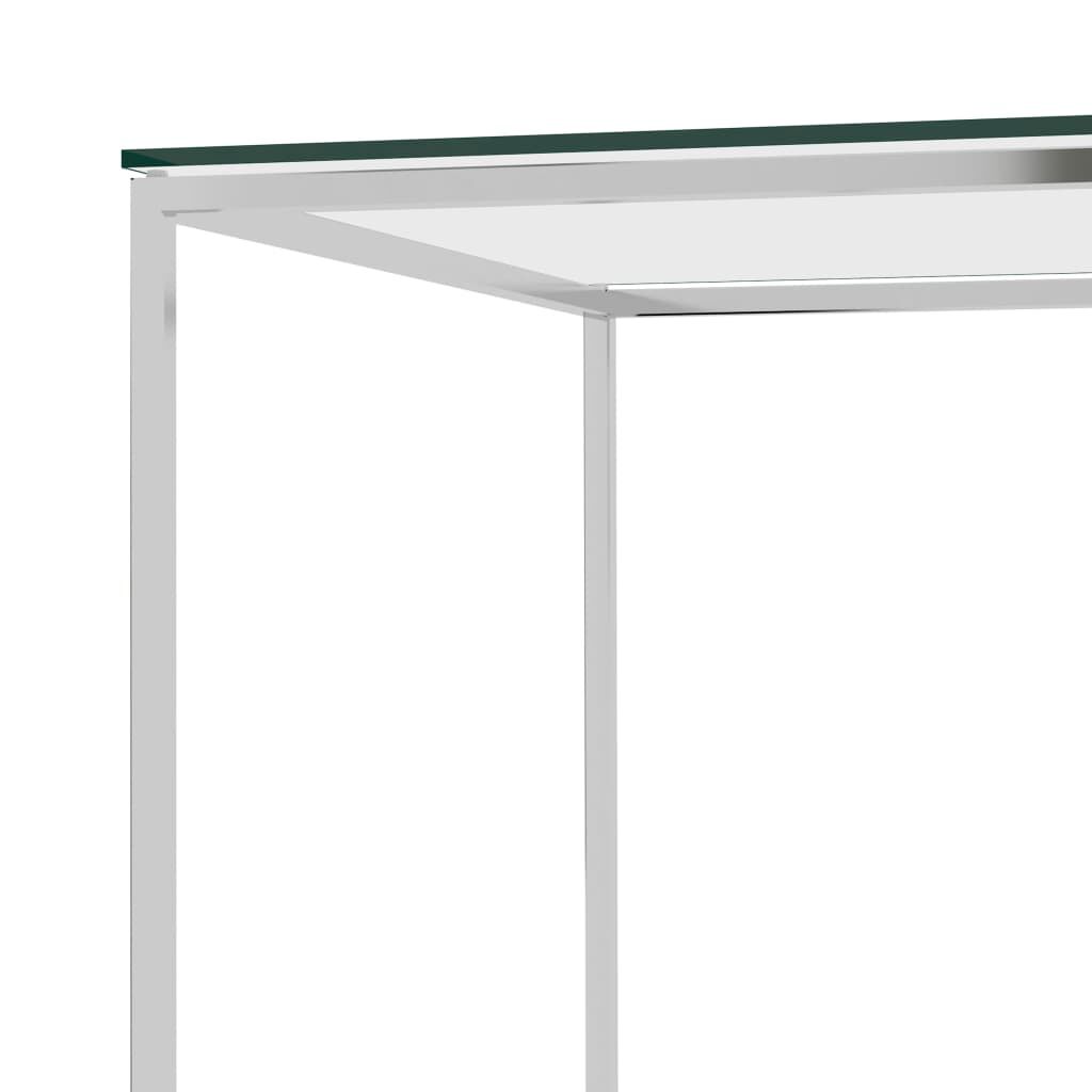 vidaXL Τραπέζι Βοηθητικό Ασημί 120x40x78 εκ. Ανοξείδωτο Ατσάλι / Γυαλί