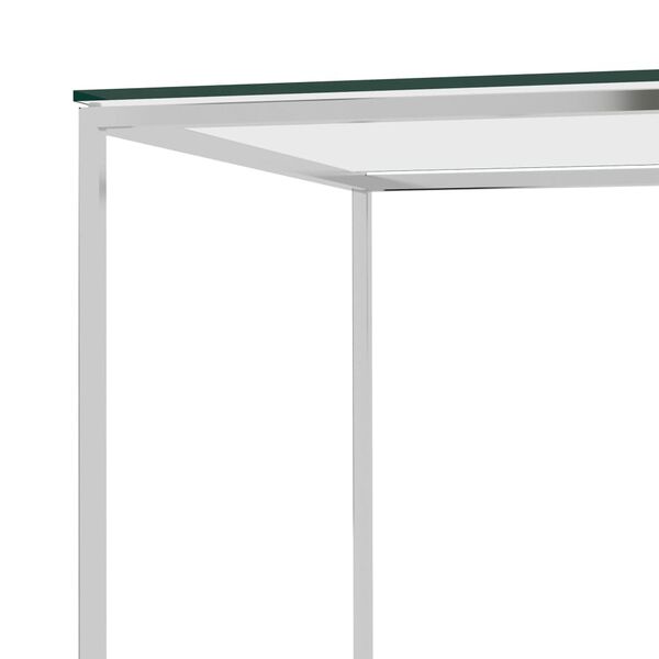 vidaXL Τραπέζι Βοηθητικό Ασημί 120x40x78 εκ. Ανοξείδωτο Ατσάλι / Γυαλί