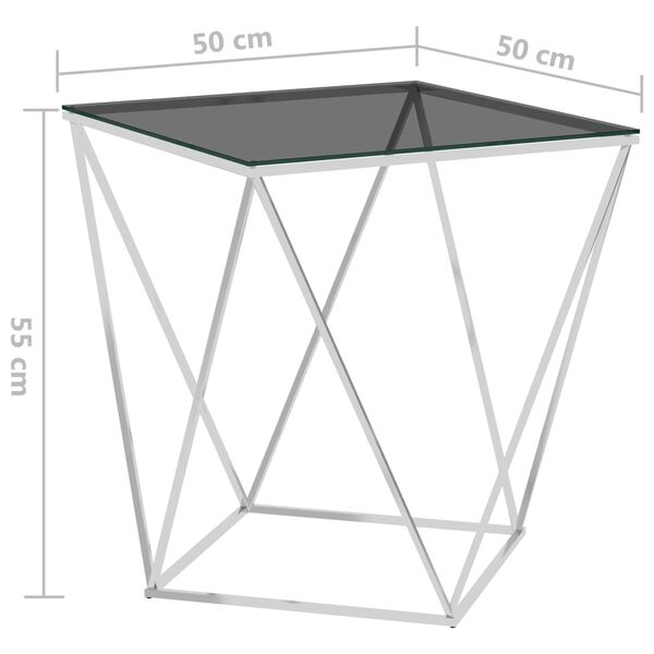 vidaXL Τραπεζάκι Σαλονιού Ασημί/Μαύρο 50x50x55 εκ. Ανοξείδωτο Ατσάλι