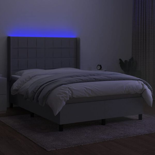 vidaXL &Kappa;&rho;&epsilon;&beta;ά&tau;&iota; Boxspring &mu;&epsilon; &Sigma;&tau;&rho;ώ&mu;&alpha; & LED &Alpha;&nu;.&Gamma;&kappa;&rho;&iota; 140x190&epsilon;&kappa;. &Upsilon;&phi;&alpha;&sigma;&mu;ά&tau;&iota;&nu;&omicron;