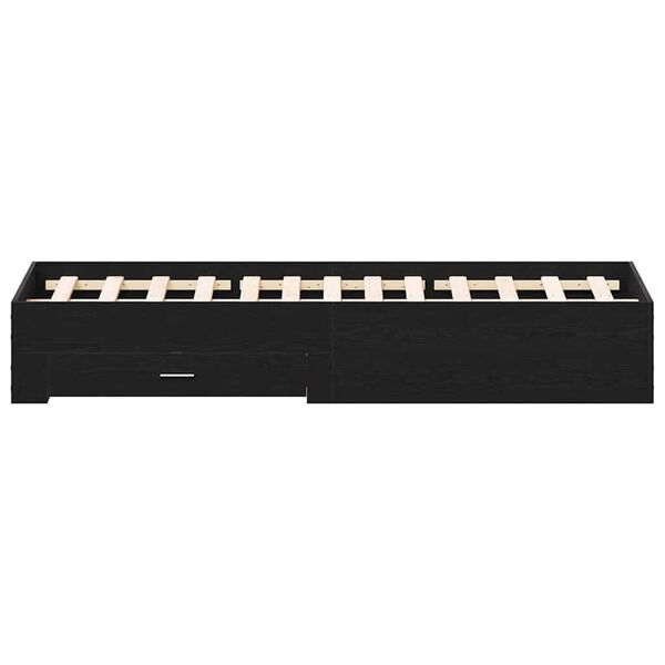 vidaXL Κρεβάτι με Συρτάρια Μαύρη δρυς 140 x 190 cm Επεξεργασμένο ξύλο