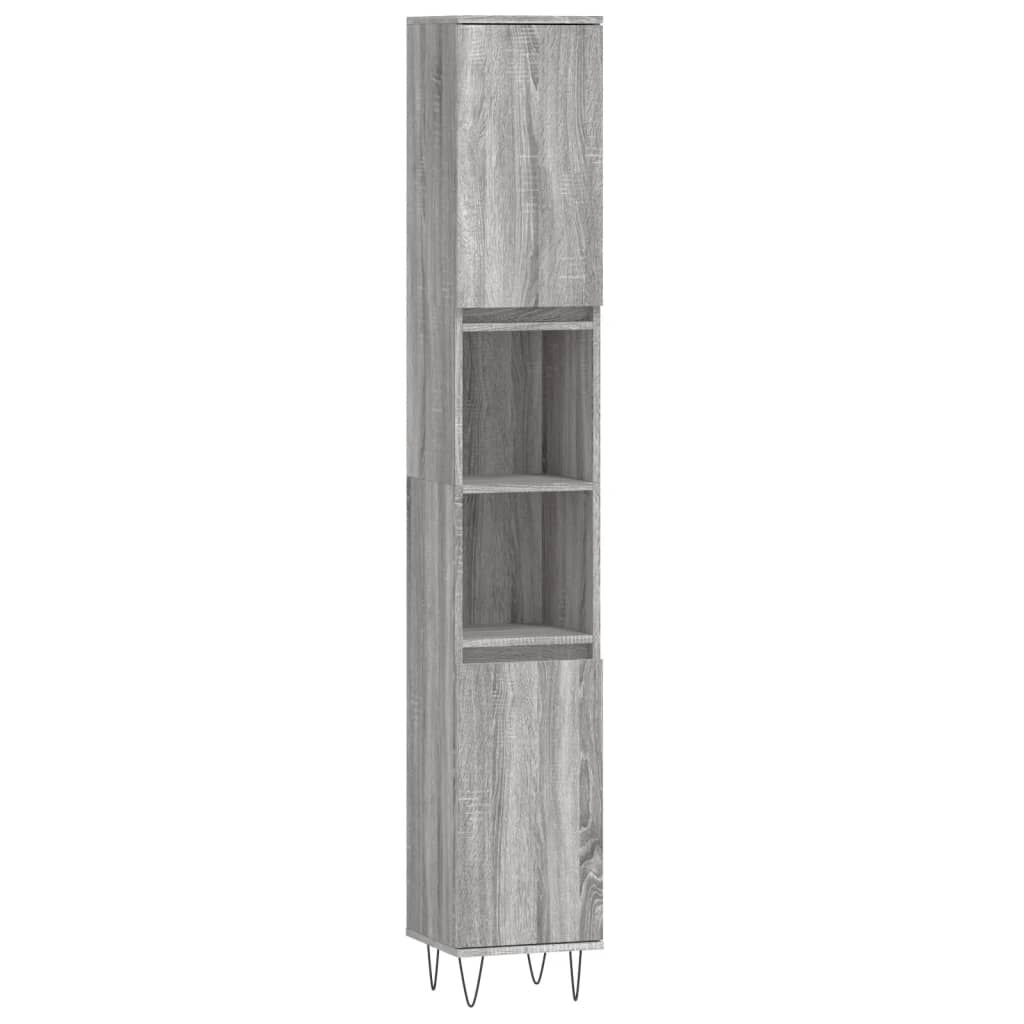 vidaXL Ντουλάπι Μπάνιου Γκρι Sonoma 30x30x190 εκ. Επεξεργασμένο Ξύλο