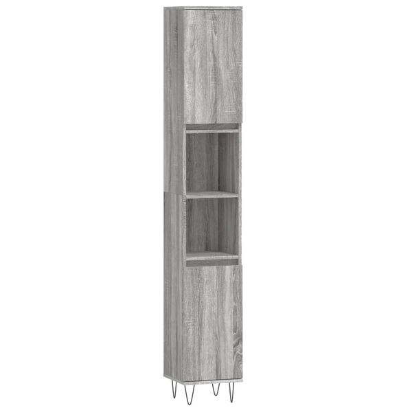 vidaXL Ντουλάπι Μπάνιου Γκρι Sonoma 30x30x190 εκ. Επεξεργασμένο Ξύλο