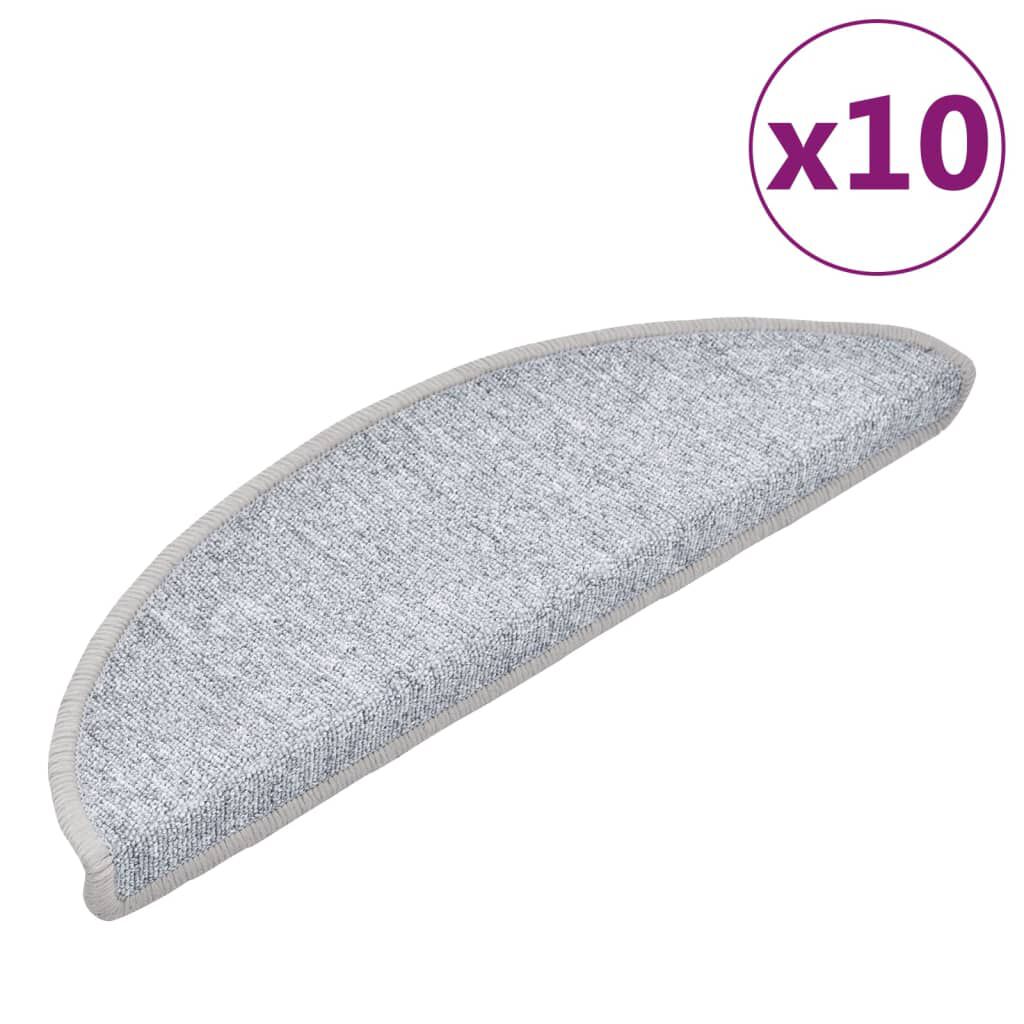 vidaXL Πατάκια Σκάλας 10 τεμ. Ανοιχτό Γκρι 56x17x3 εκ.