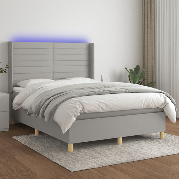 vidaXL &Kappa;&rho;&epsilon;&beta;ά&tau;&iota; Boxspring &mu;&epsilon; &Sigma;&tau;&rho;ώ&mu;&alpha; & LED &Alpha;&nu;.&Gamma;&kappa;&rho;&iota; 140x190&epsilon;&kappa;. &Upsilon;&phi;&alpha;&sigma;&mu;ά&tau;&iota;&nu;&omicron;