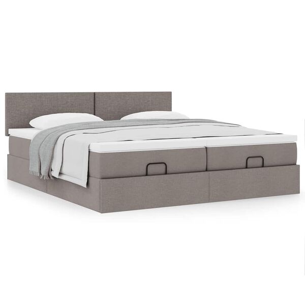vidaXL Οθωμανικό κρεβάτι με στρώματα Taupe 180x200cm ύφασμα