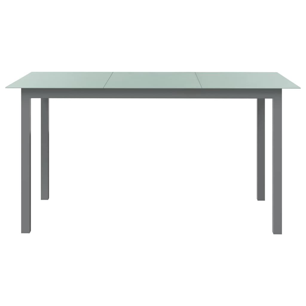 vidaXL Τραπέζι Κήπου Ανοιχτό Γκρι 150x90x74 εκ. από Αλουμίνιο / Γυαλί
