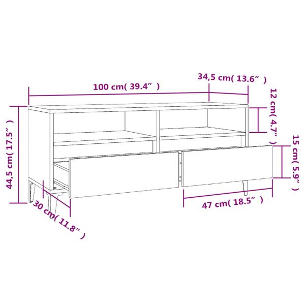 vidaXL Έπιπλο Τηλεόρασης Καπνιστή Δρυς 100x34,5x44,5 εκ. Επεξ. Ξύλο
