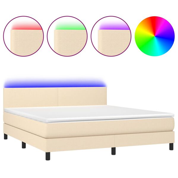 vidaXL &Kappa;&rho;&epsilon;&beta;ά&tau;&iota; Boxspring &mu;&epsilon; &Sigma;&tau;&rho;ώ&mu;&alpha; & LED &Kappa;&rho;&epsilon;&mu; 160x200 &epsilon;&kappa;. &Upsilon;&phi;&alpha;&sigma;&mu;ά&tau;&iota;&nu;&omicron;