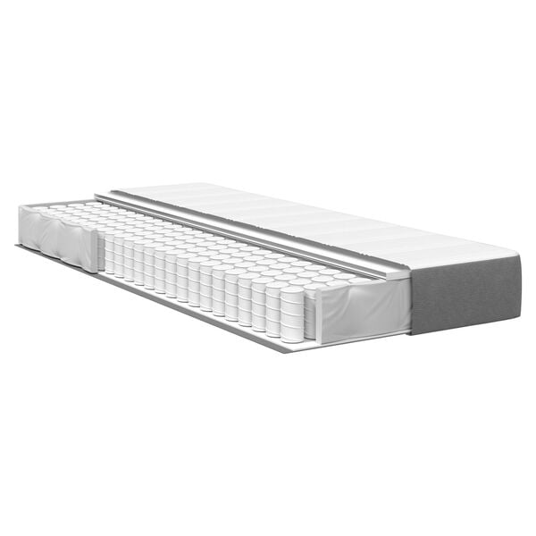 Κρεβάτι με Στρώμα Pocket Spring vidaXL, Ανοιχτό Γκρι, Μεσαίο, 90x190x20 εκ, Ταπετσαρία