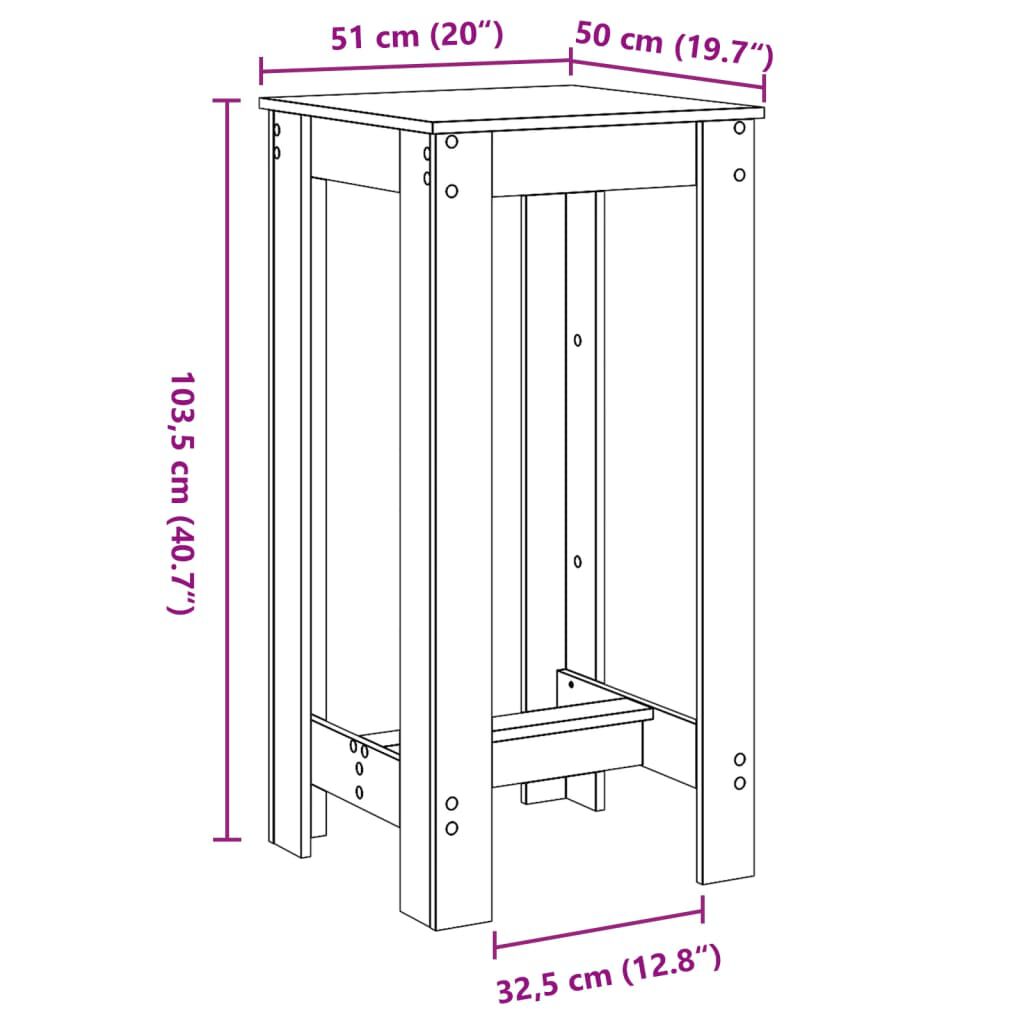 vidaXL Τραπέζι Μπαρ Αρτισιανή Δρυς 51x50x103,5 εκ. Επεξ. Ξύλο