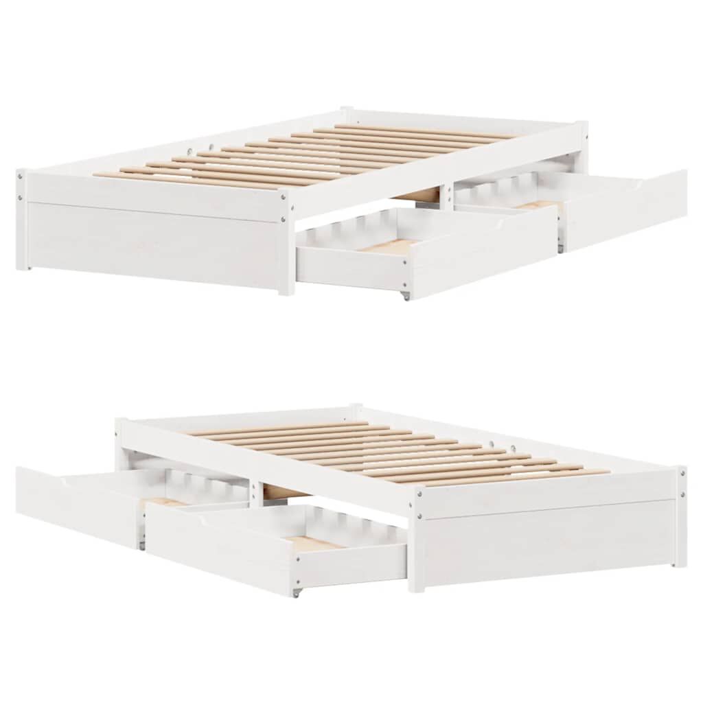 vidaXL Σκελετός Κρεβ. Χωρίς Στρώμα Λευκό 75x190 εκ Μασίφ Πεύκο