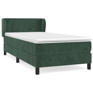 vidaXL Κρεβάτι Boxspring με Στρώμα Σκούρο Πράσινο 100x200εκ. Βελούδινο