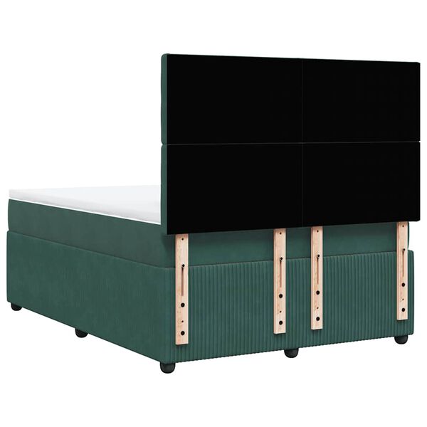 vidaXL Κρεβάτι Boxspring με Στρώμα Σκούρο Πράσινο 160x200εκ. Βελούδινο