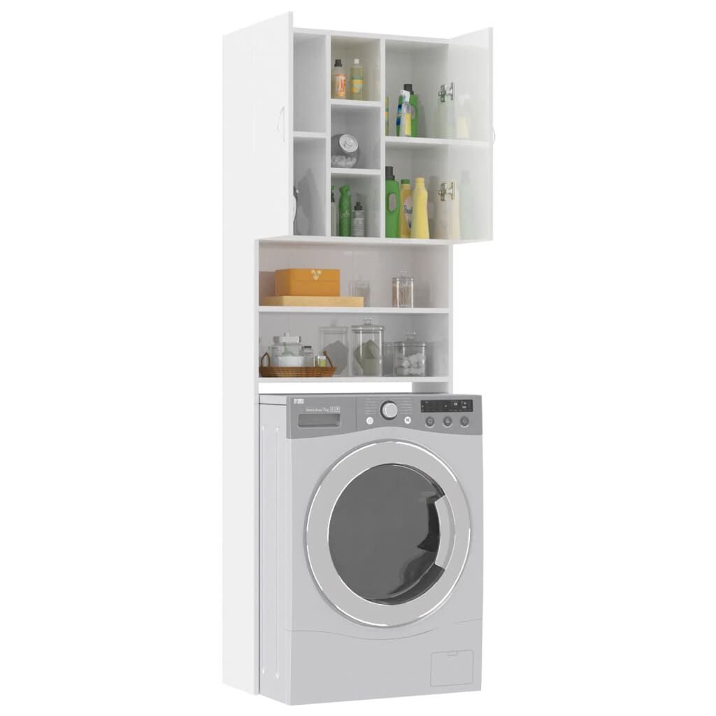 vidaXL Ντουλάπι Πλυντηρίου Γυαλιστερό Λευκό 64 x 25,5 x 190 εκ.